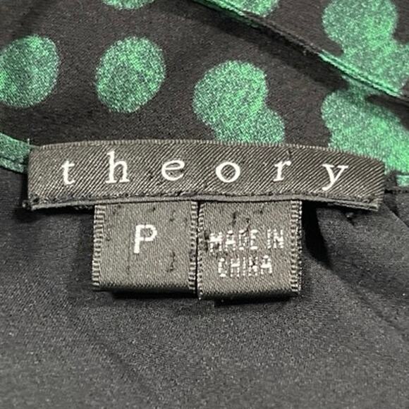 Theory Green Black 100% Silk Polka Dots Scoop Neck Camisole Tank Top Size S - Picture 4 of 5